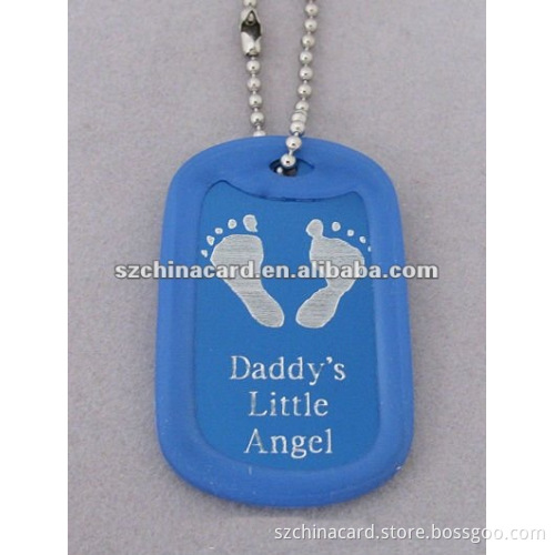 Preprinted metal dog tag with ball chain